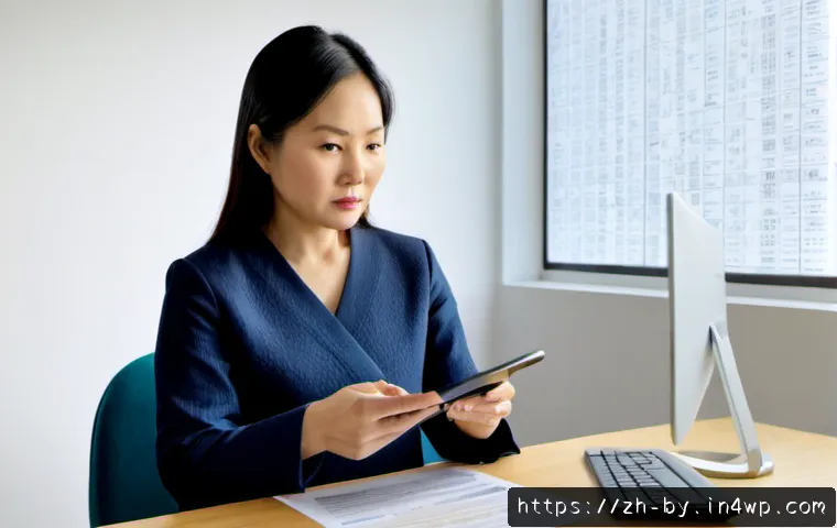 가짜뉴스와 정보의 투명성 - Photorealistic fact-checking scene in a bright modern home office, a middle-aged Asian woman compari...